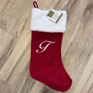 Essentials Monogram Initial “T” Christmas Stocking 20”Inch